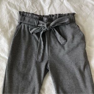 High Rise Tie Waist Houndstooth Trouser (S)